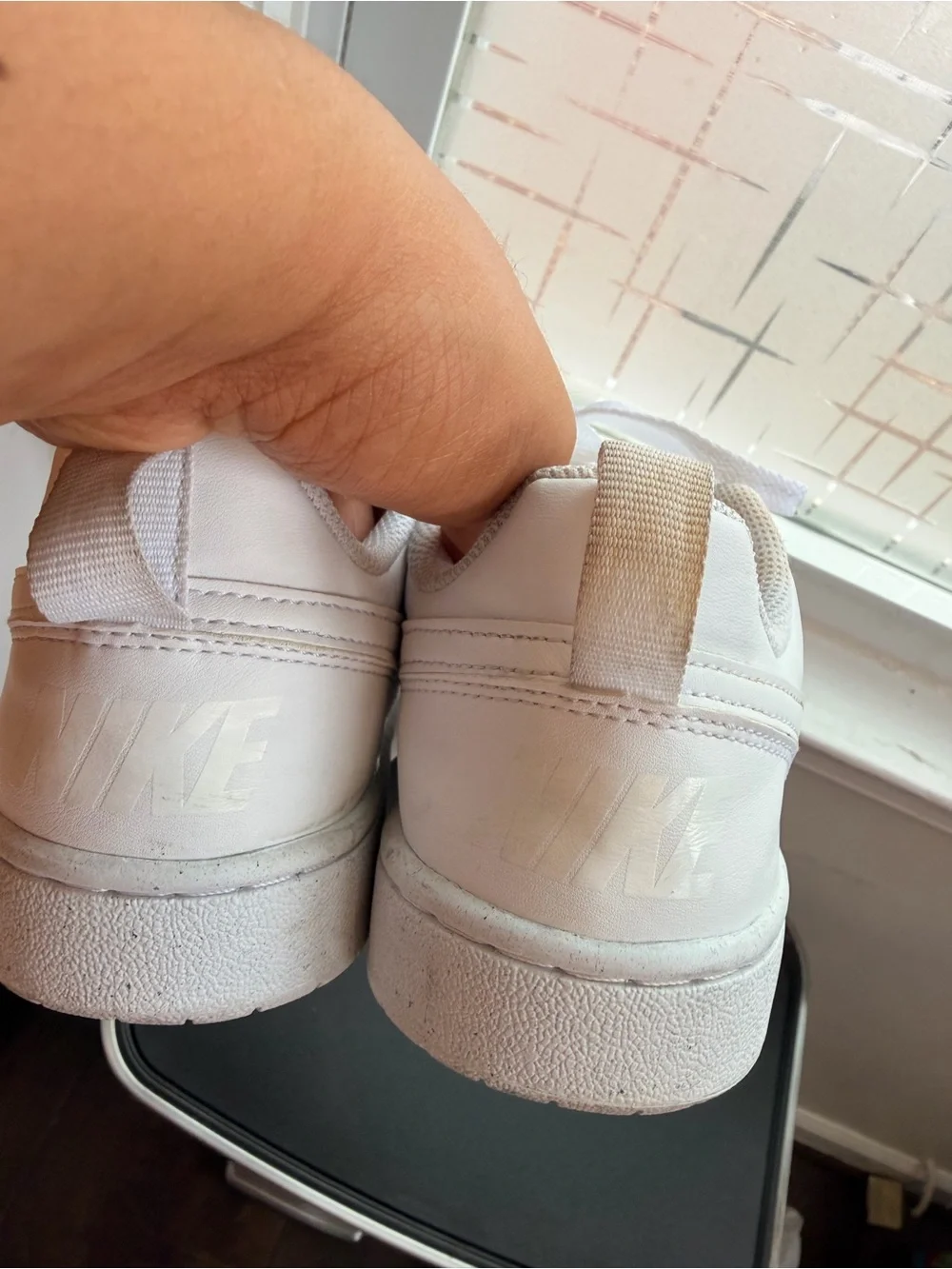 Nike  Plain White Lace-Up Sneakers 4 1/2